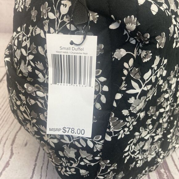 Vera Bradley Small Duffel Chandelier Noir retired Black Floral Weekender - Picture 5 of 9